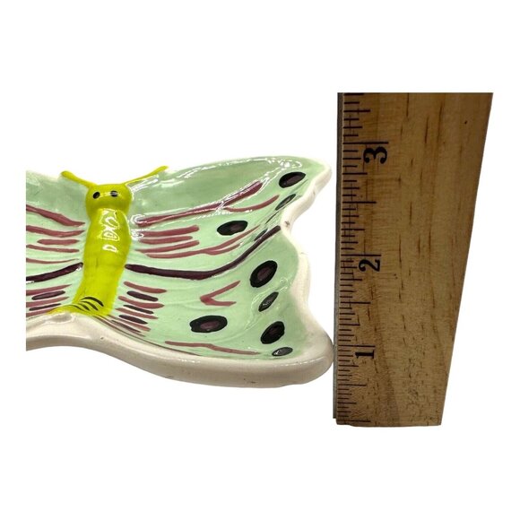 Butterfly Ceramic Hand Painted Signed Trinket Soap Dish Whimsy Jewelry Holder - Picture 11 of 12